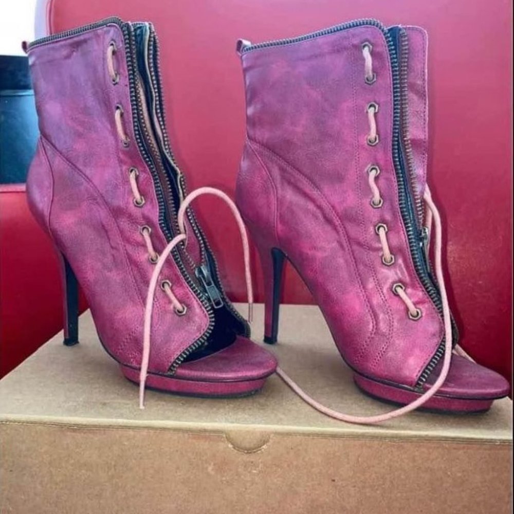 Shoedazzle Pink Bootie Heels